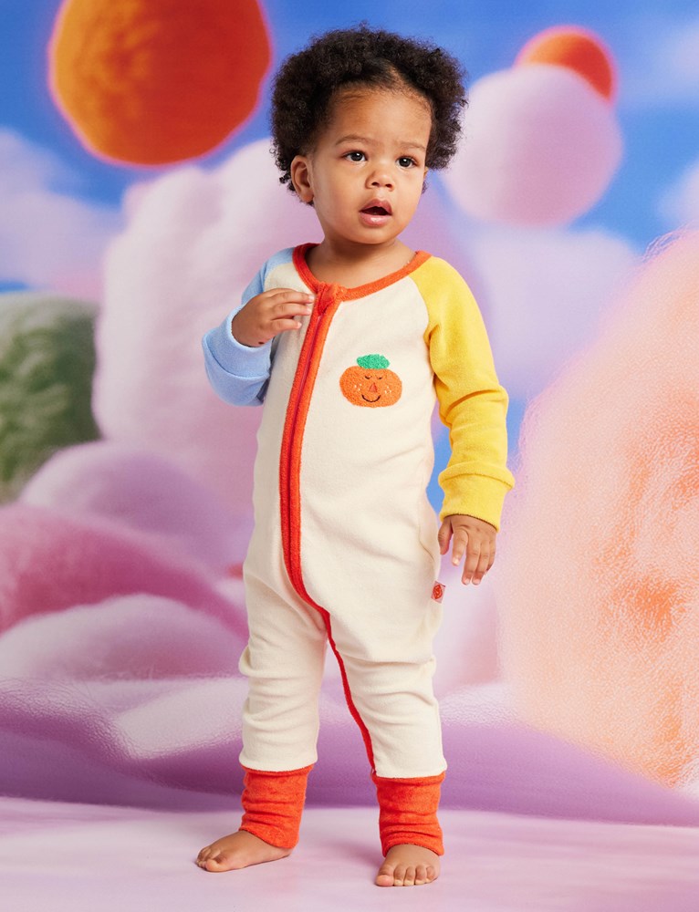 Terry Long Sleeve Romper / Pocket Patch