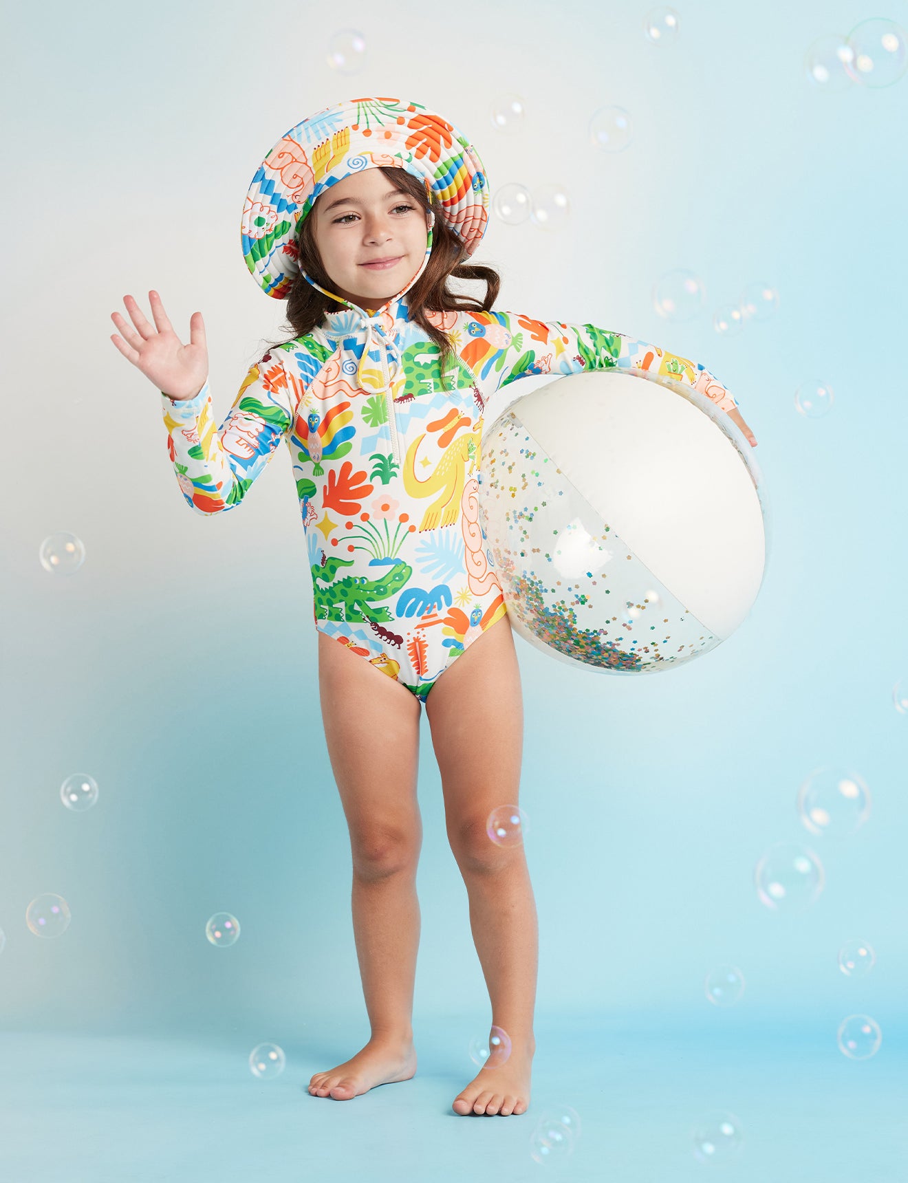 Long Sleeve Zip Bather / Tropicool