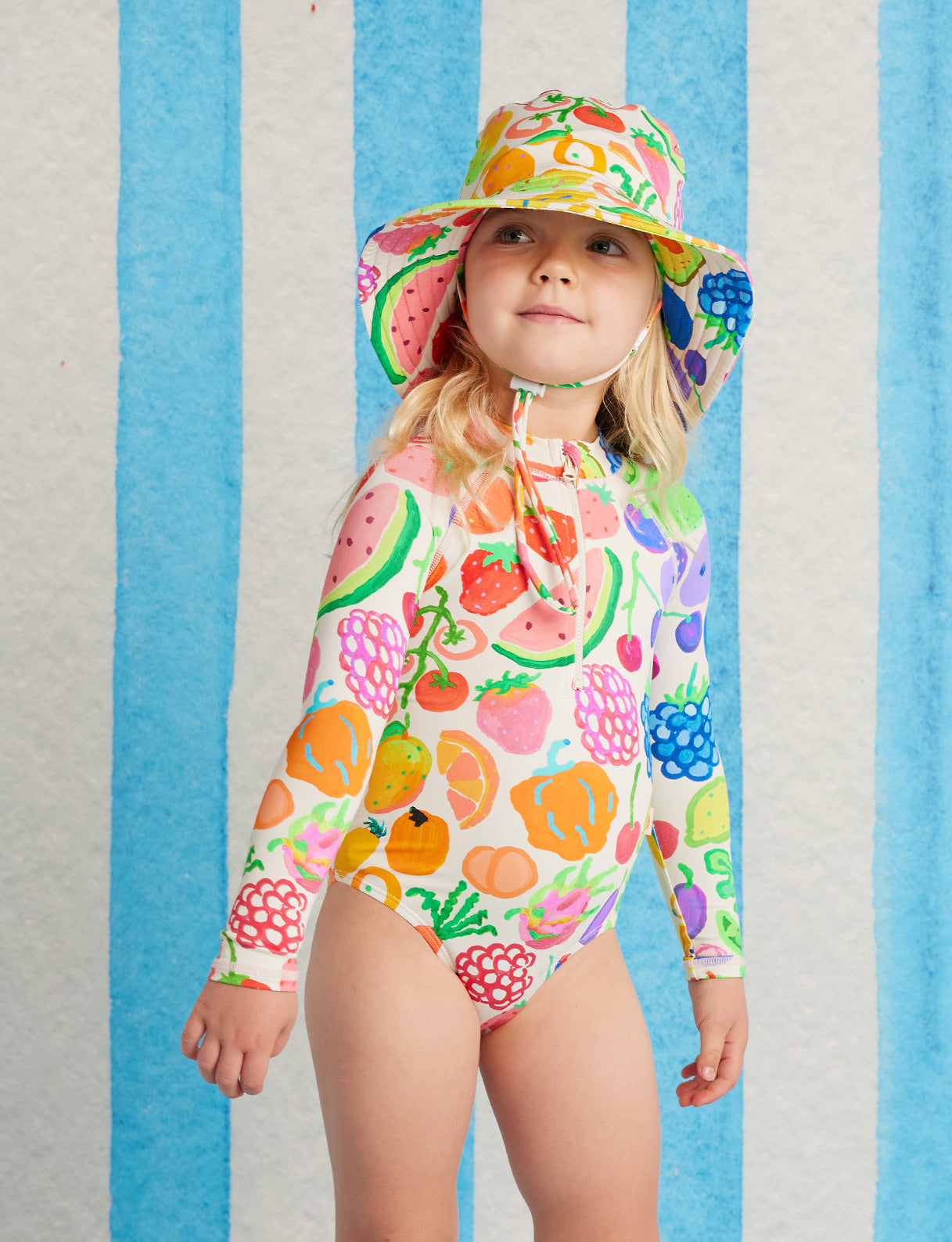 Long Sleeve Zip Bather Eat The Rainbow