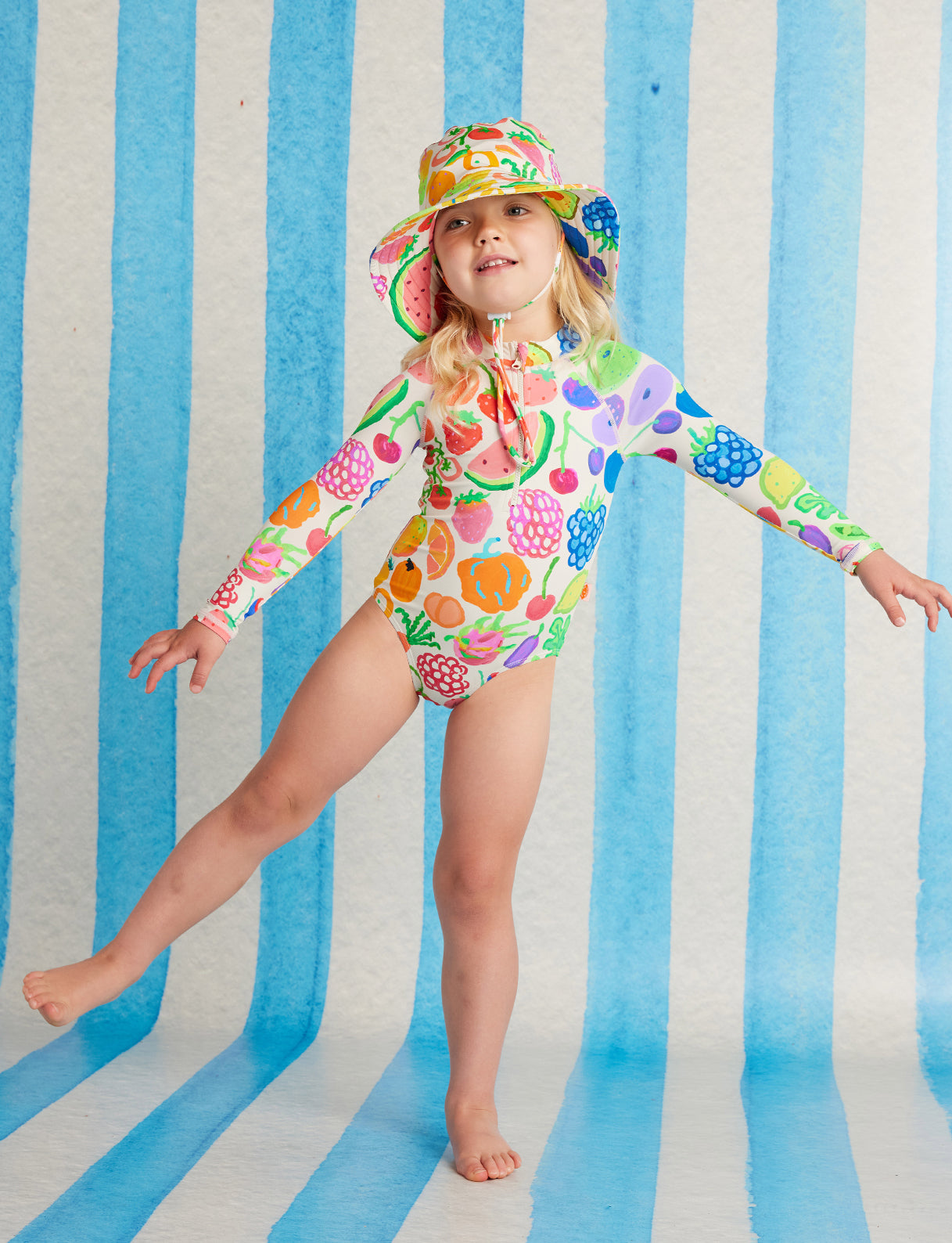 Long Sleeve Zip Bather Eat The Rainbow