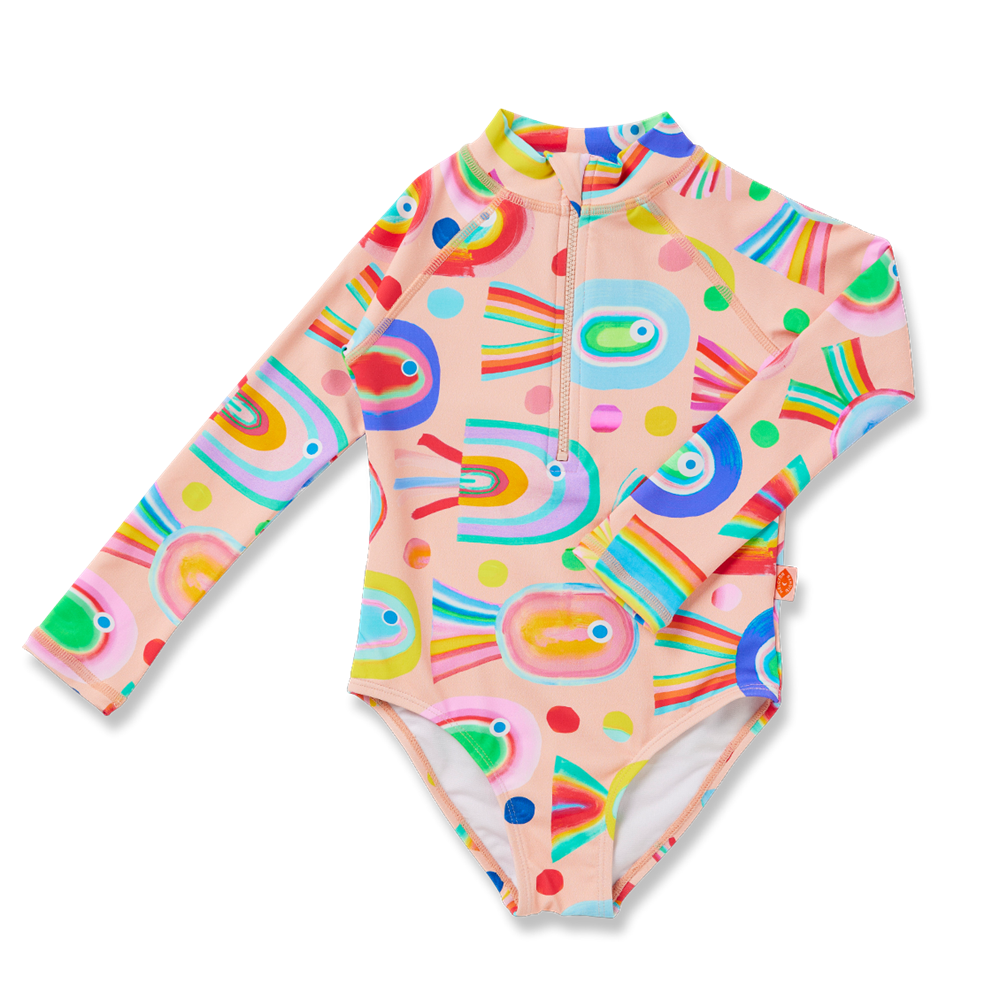 Long Sleeve Zip Bather Fancy Fins