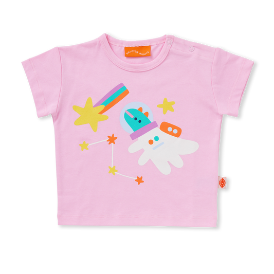 Cotton T Shirt / Dinos In Space Pink