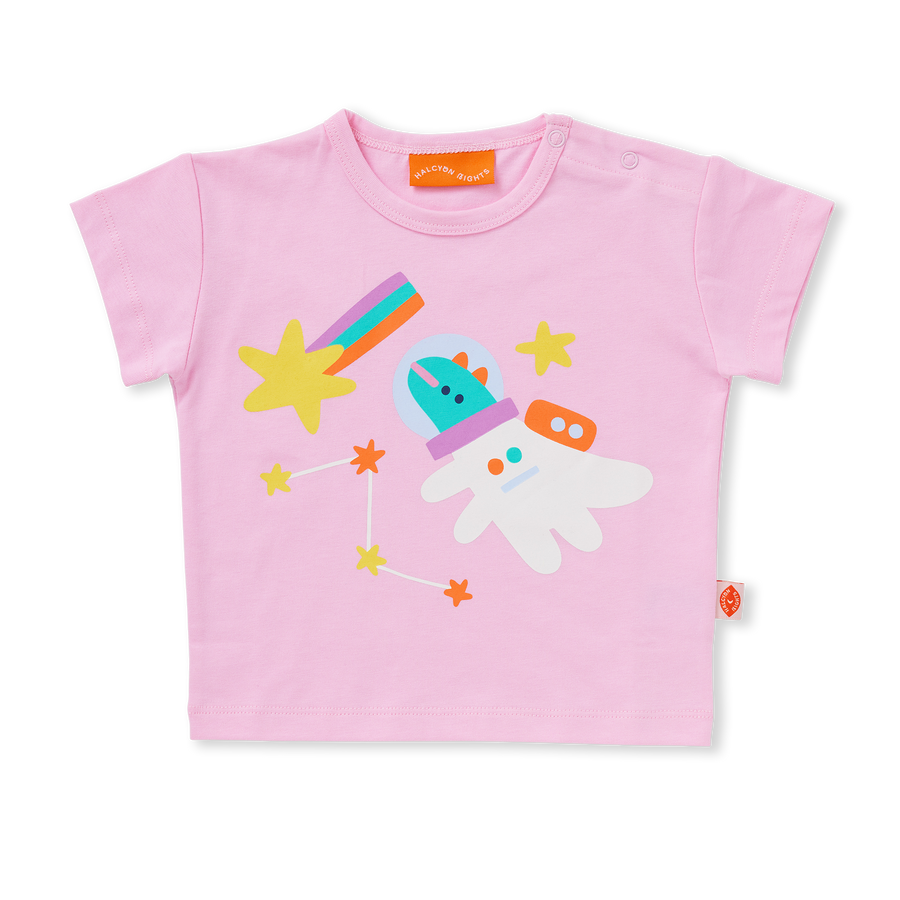 Cotton T Shirt / Dinos In Space Pink
