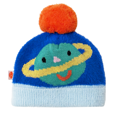 Fluffy Knit Beanie / Dinos In Space