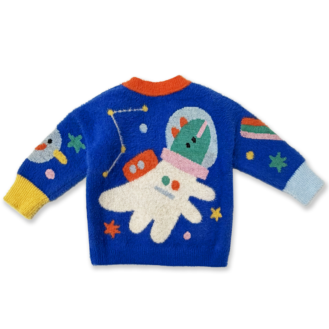 Fluffy Knit Cardigan / Dinos In Space