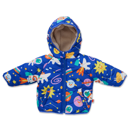 Reversible Puffer Jacket / Dinos In Space