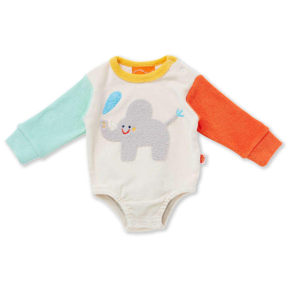 Terry Long Sleeve Bodysuit / Zoo Crew Cream