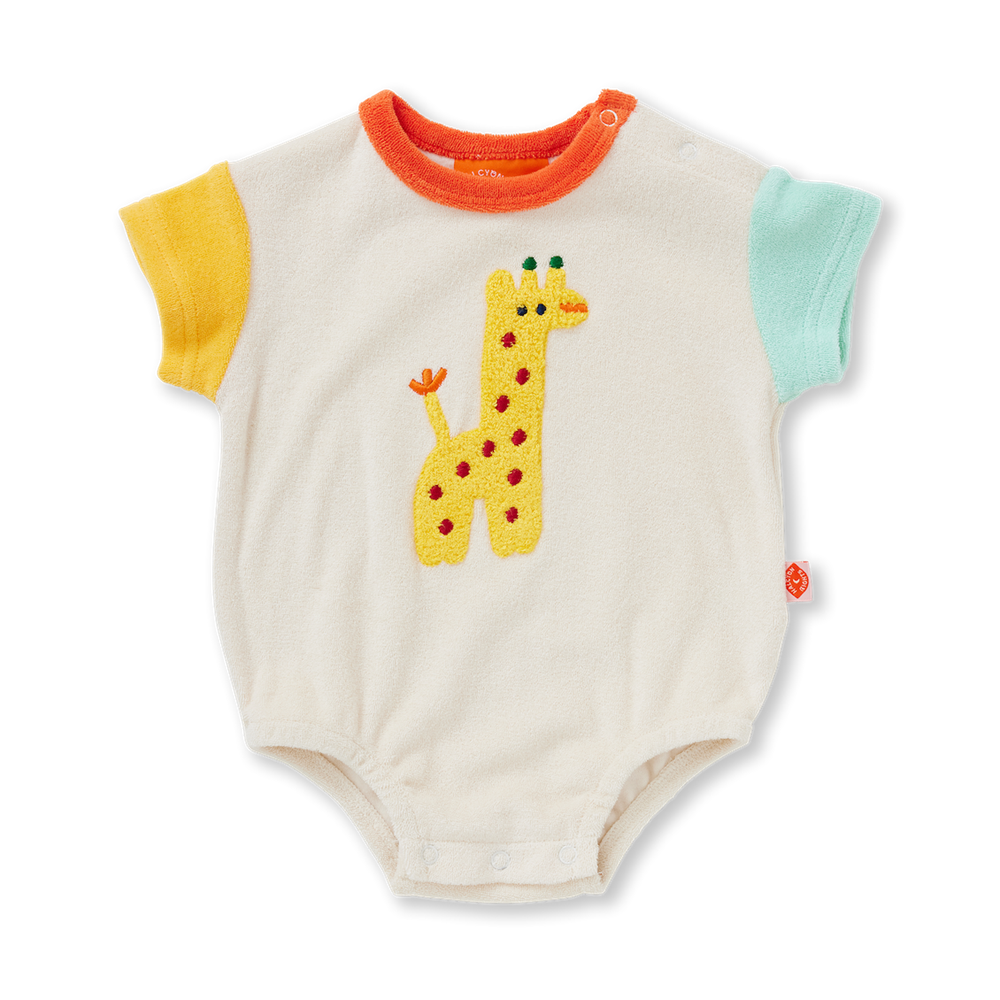 Terry Short Sleeve Bodysuit / Zoo Crew Cream