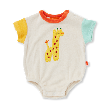 Terry Short Sleeve Bodysuit / Zoo Crew Cream