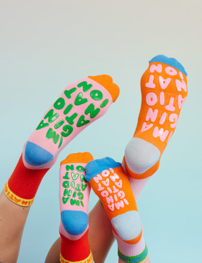 Ankle Grip Sock / Imaginationation X Halcyon Nights Red Pink