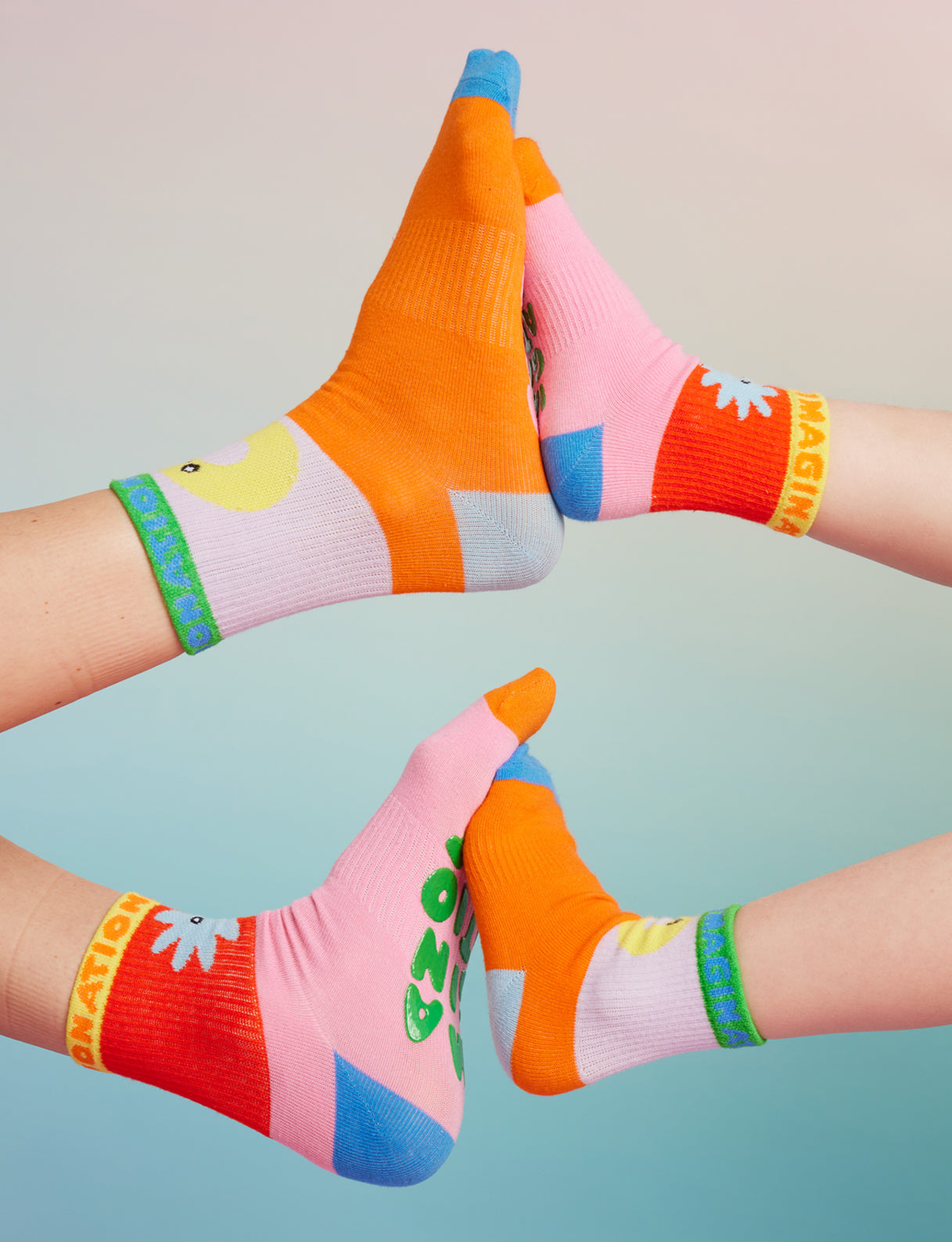 Ankle Grip Sock / Imaginationation X Halcyon Nights Red Pink