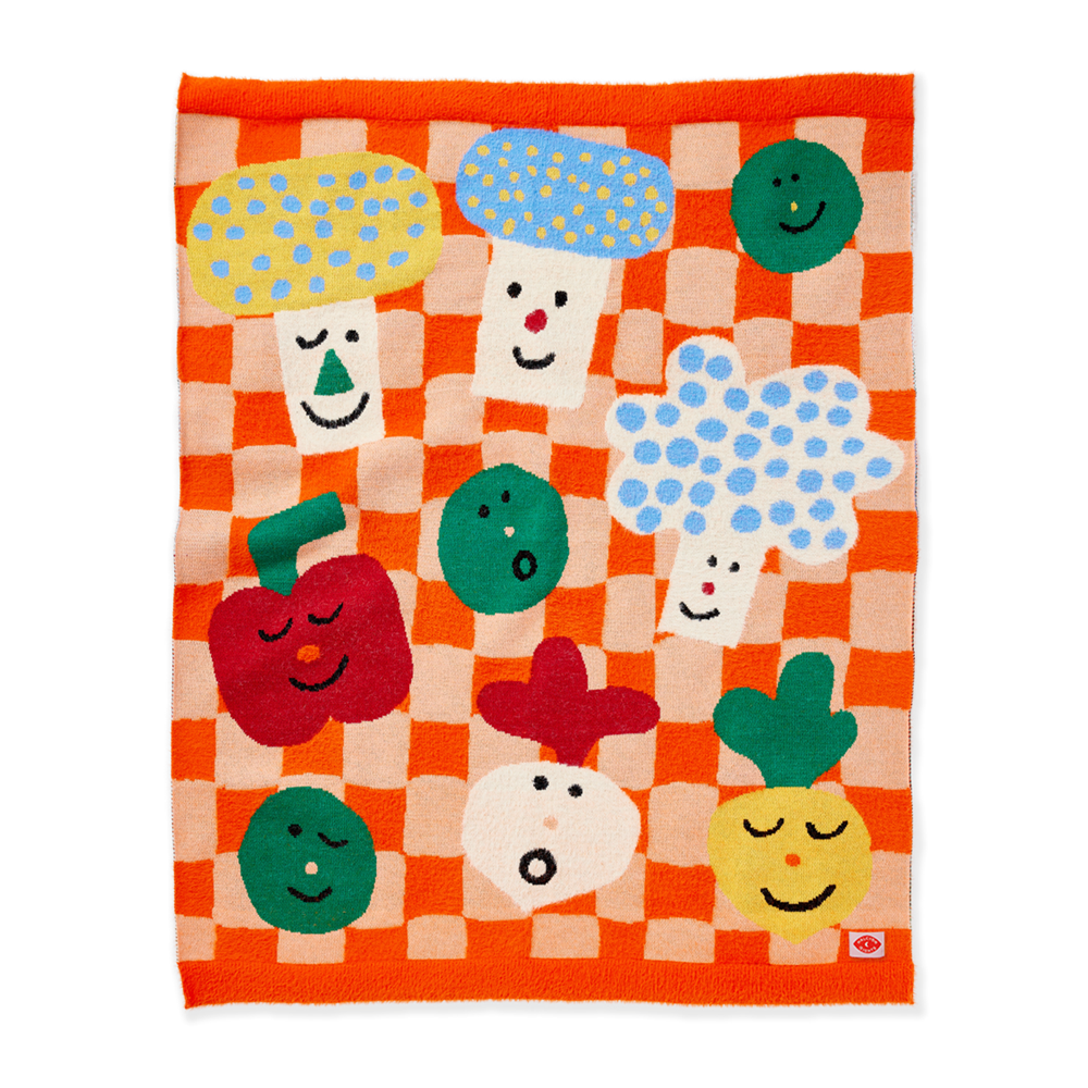 Fluffy Knit Baby Blanket / Pocket Patch