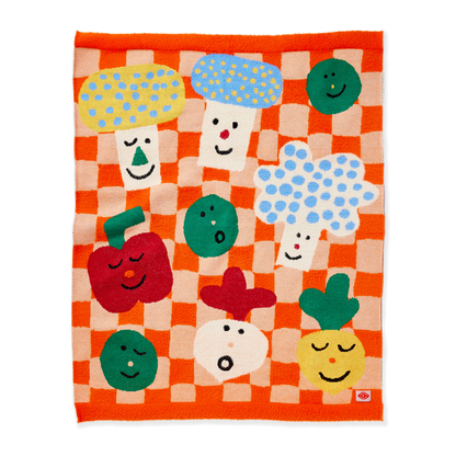 Fluffy Knit Baby Blanket / Pocket Patch
