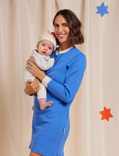 Ocean Blue Organic Mama Long Sleeve Nightie