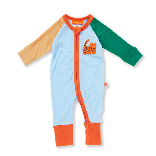 Terry Long Sleeve Romper / Zoo Crew Blue