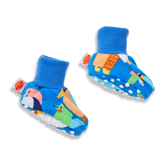 Flamin' Galah Blue Baby Booties