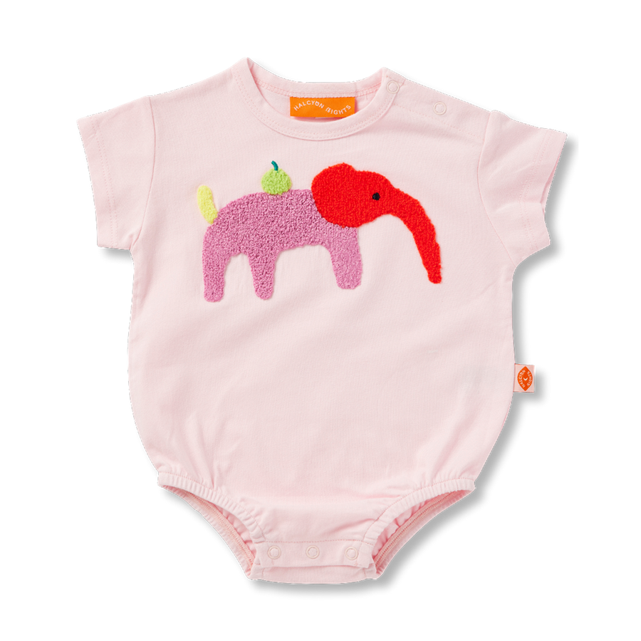 Cotton Short Sleeve Bodysuit / Happy Herd Pink
