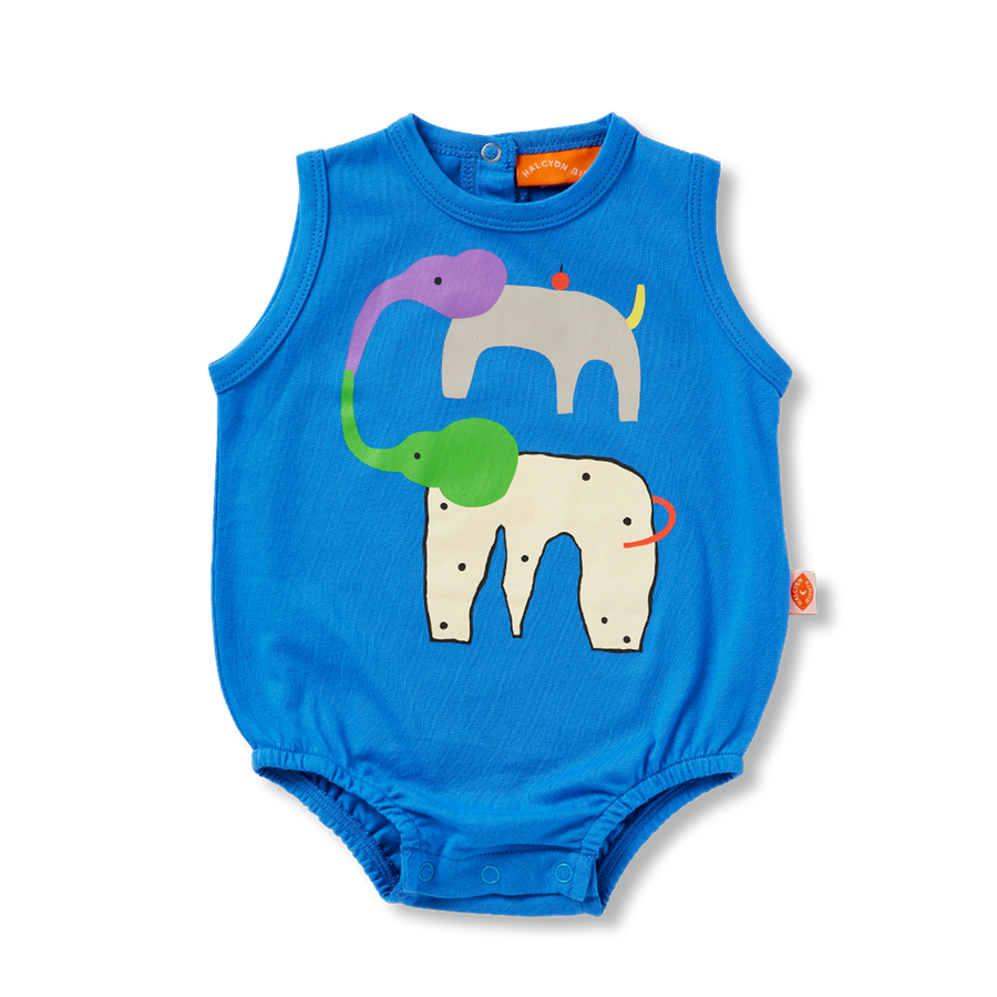 Cotton Singletsuit / Happy Herd Blue