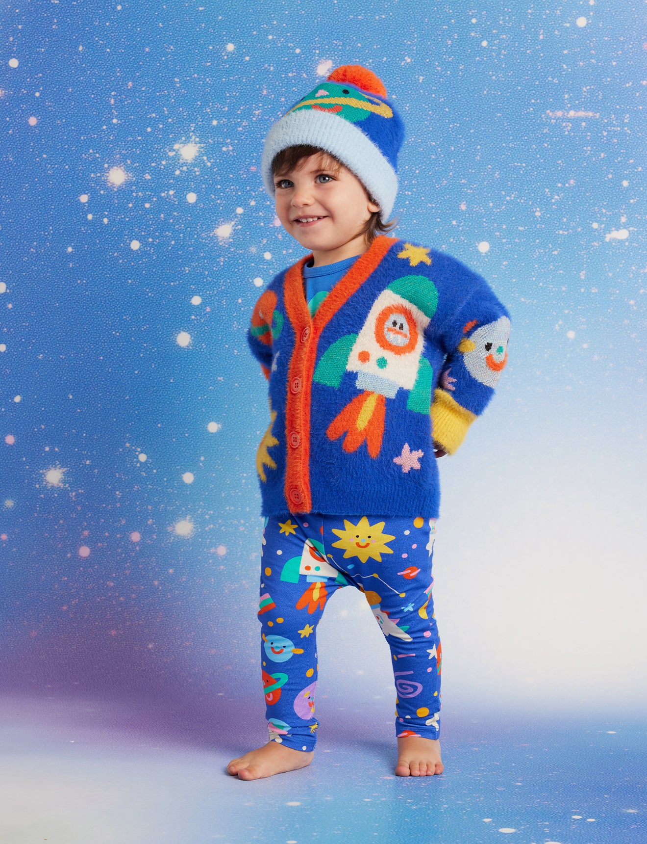 Fluffy Knit Cardigan / Dinos In Space