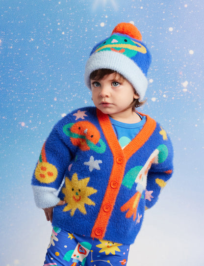 Fluffy Knit Cardigan / Dinos In Space