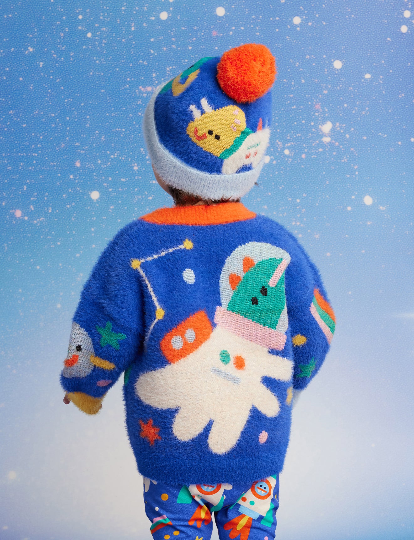 Fluffy Knit Cardigan / Dinos In Space