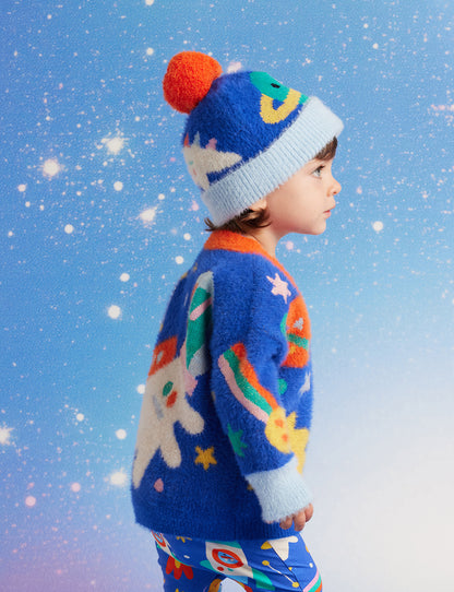 Fluffy Knit Cardigan / Dinos In Space