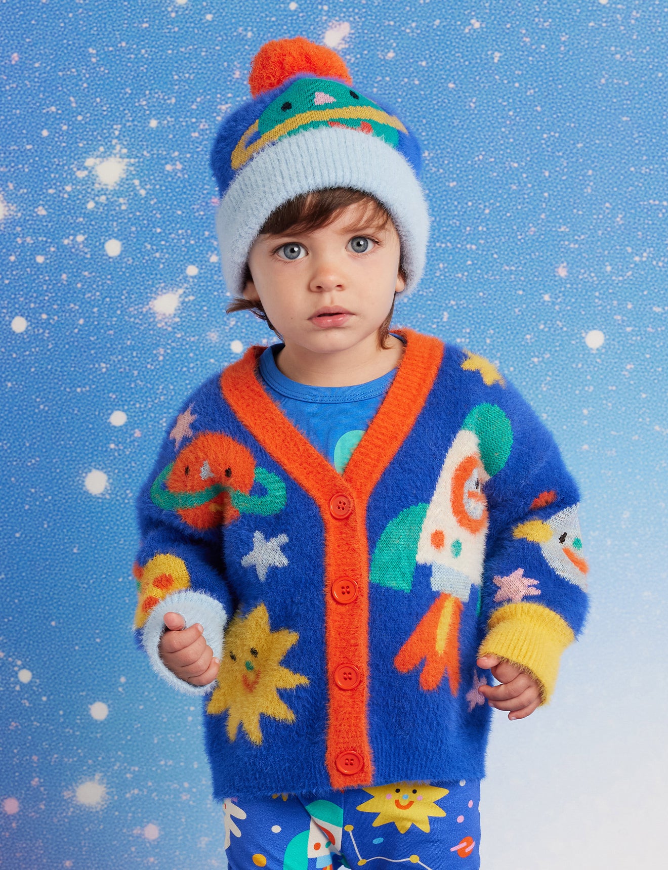 Fluffy Knit Cardigan / Dinos In Space