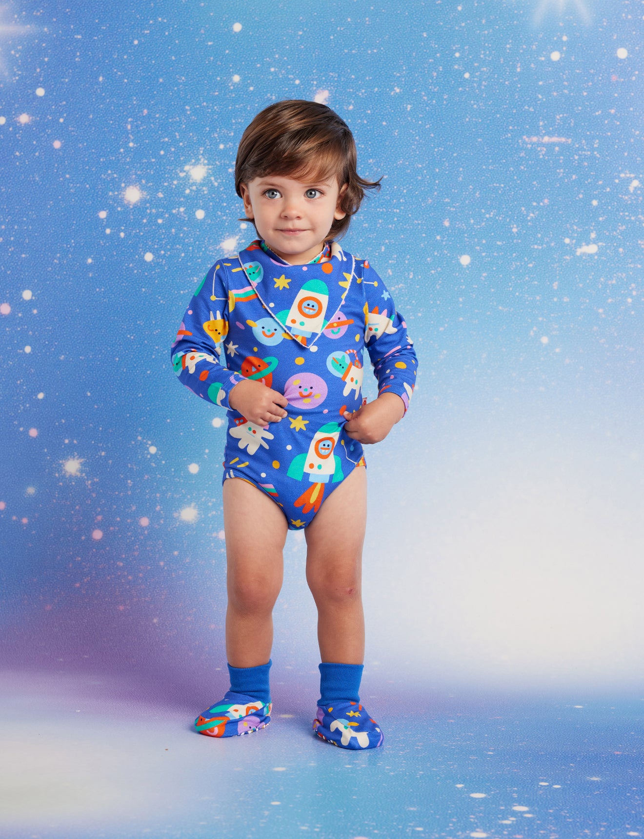 Long Sleeve Bodysuit / Dinos In Space