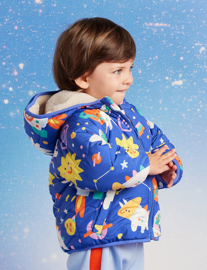 Reversible Puffer Jacket / Dinos In Space