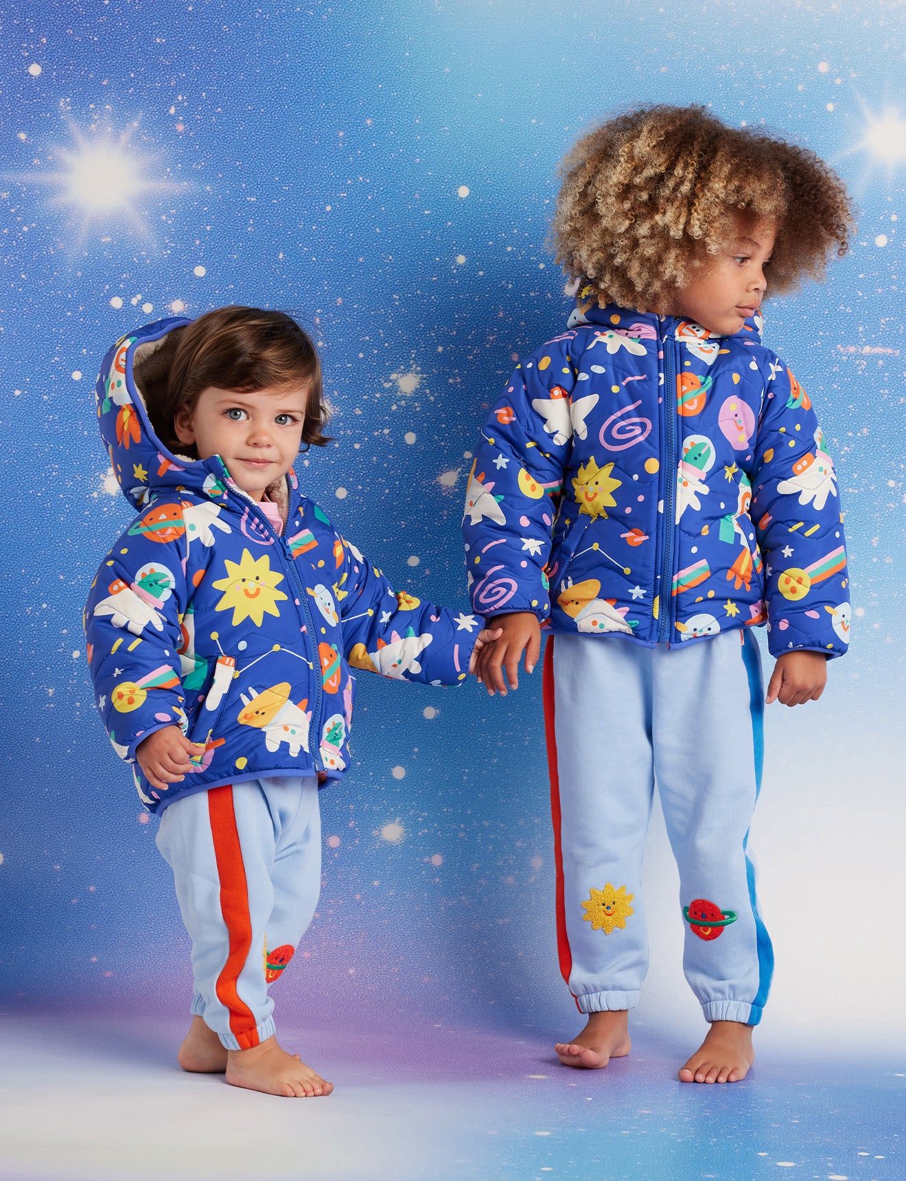 Reversible Puffer Jacket / Dinos In Space