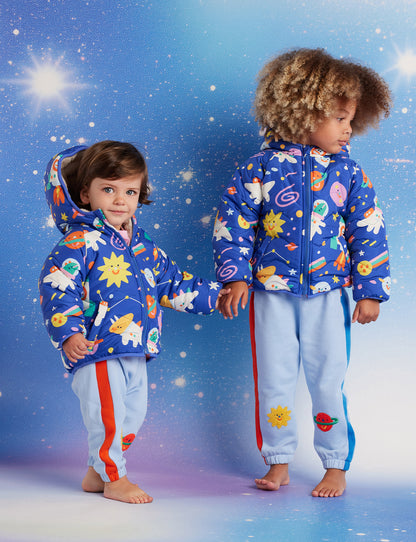 Reversible Puffer Jacket / Dinos In Space