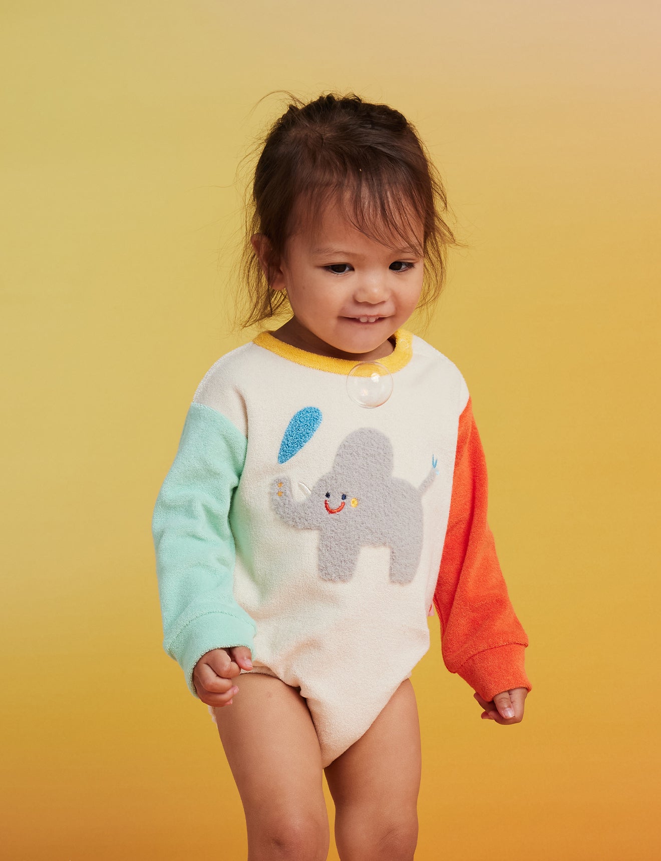Terry Long Sleeve Bodysuit / Zoo Crew Cream