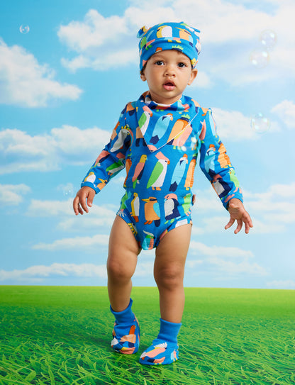 Flamin' Galah Blue Baby Booties