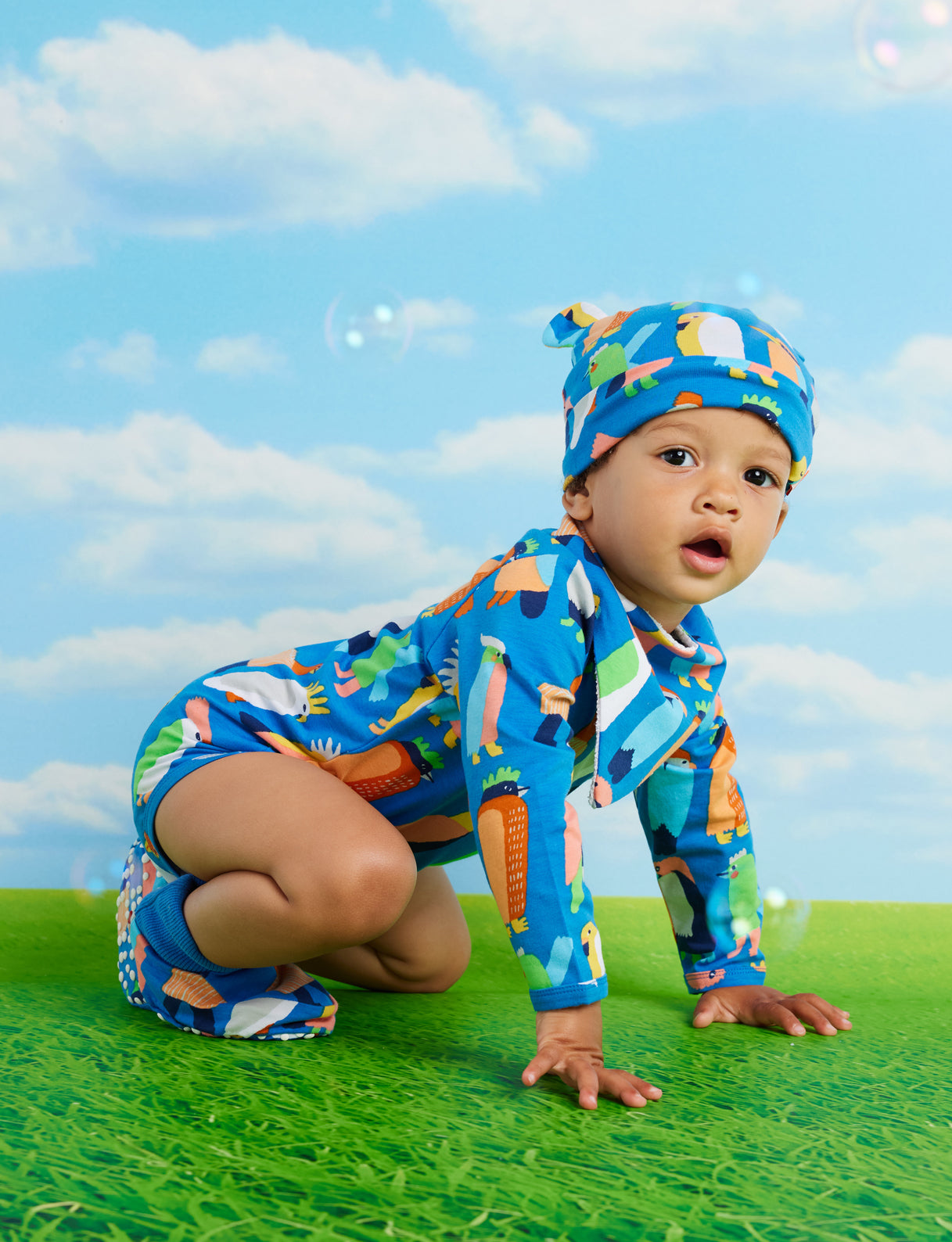 Flamin' Galah Blue Baby Hat