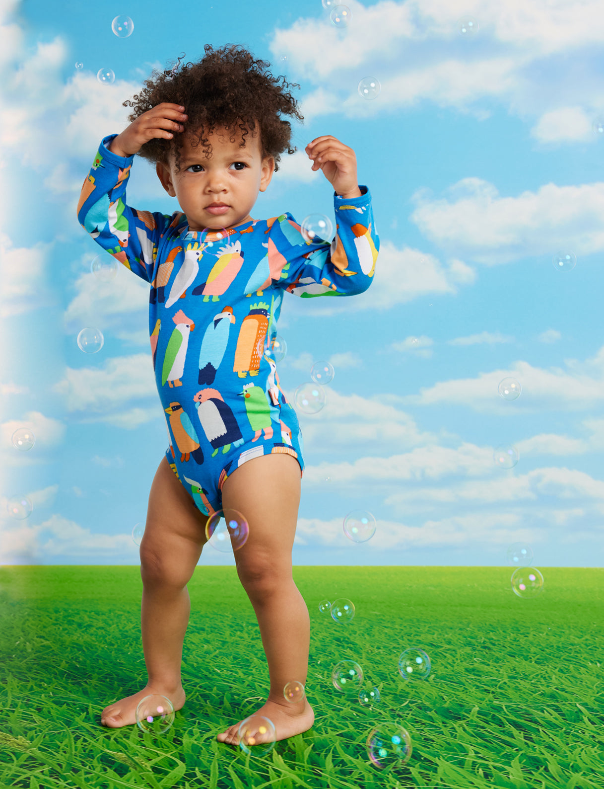 Flamin' Galah Blue Long Sleeve Bodysuit