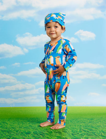 Flamin' Galah Blue Long Sleeve Romper