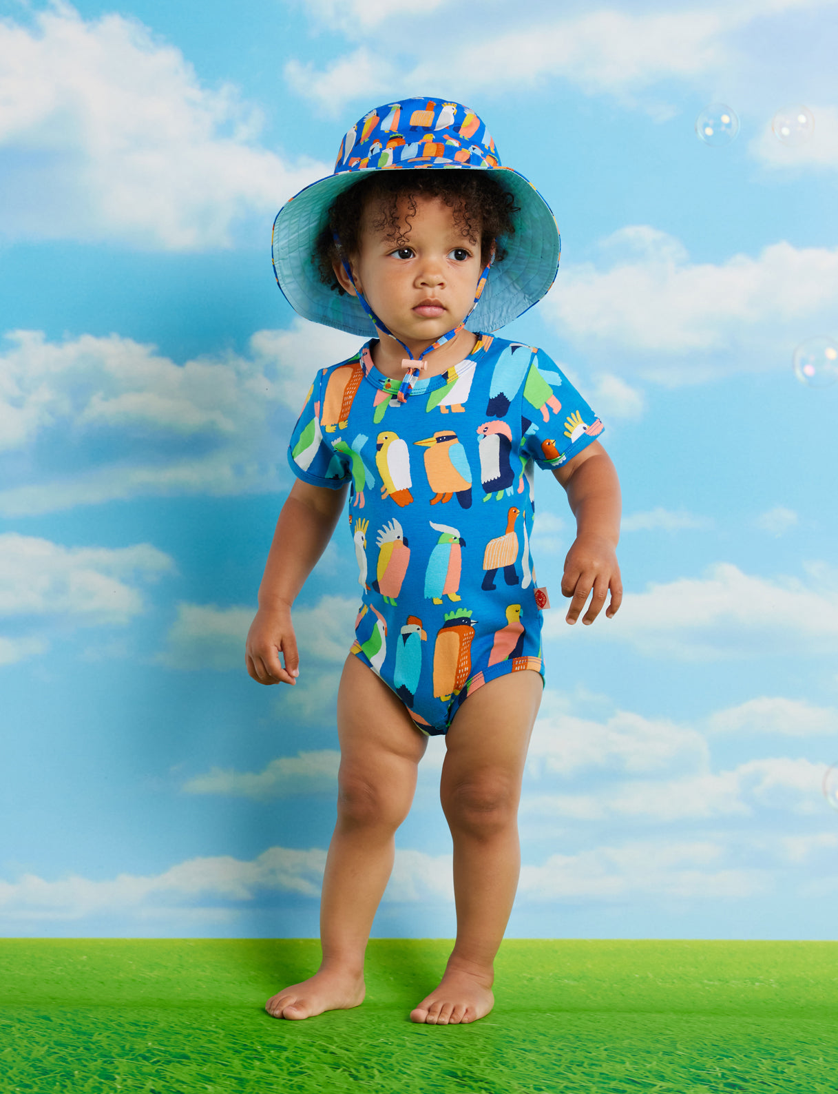 Flamin' Galah Blue Short Sleeve Bodysuit