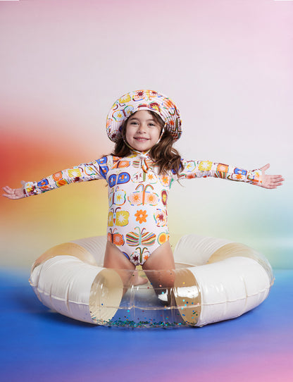 Long Sleeve Zip Bather / Flutterby