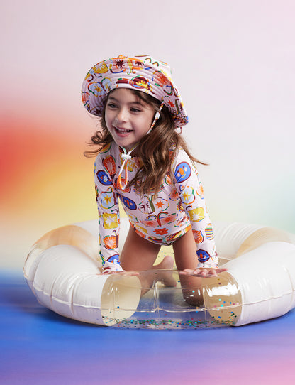 Long Sleeve Zip Bather / Flutterby