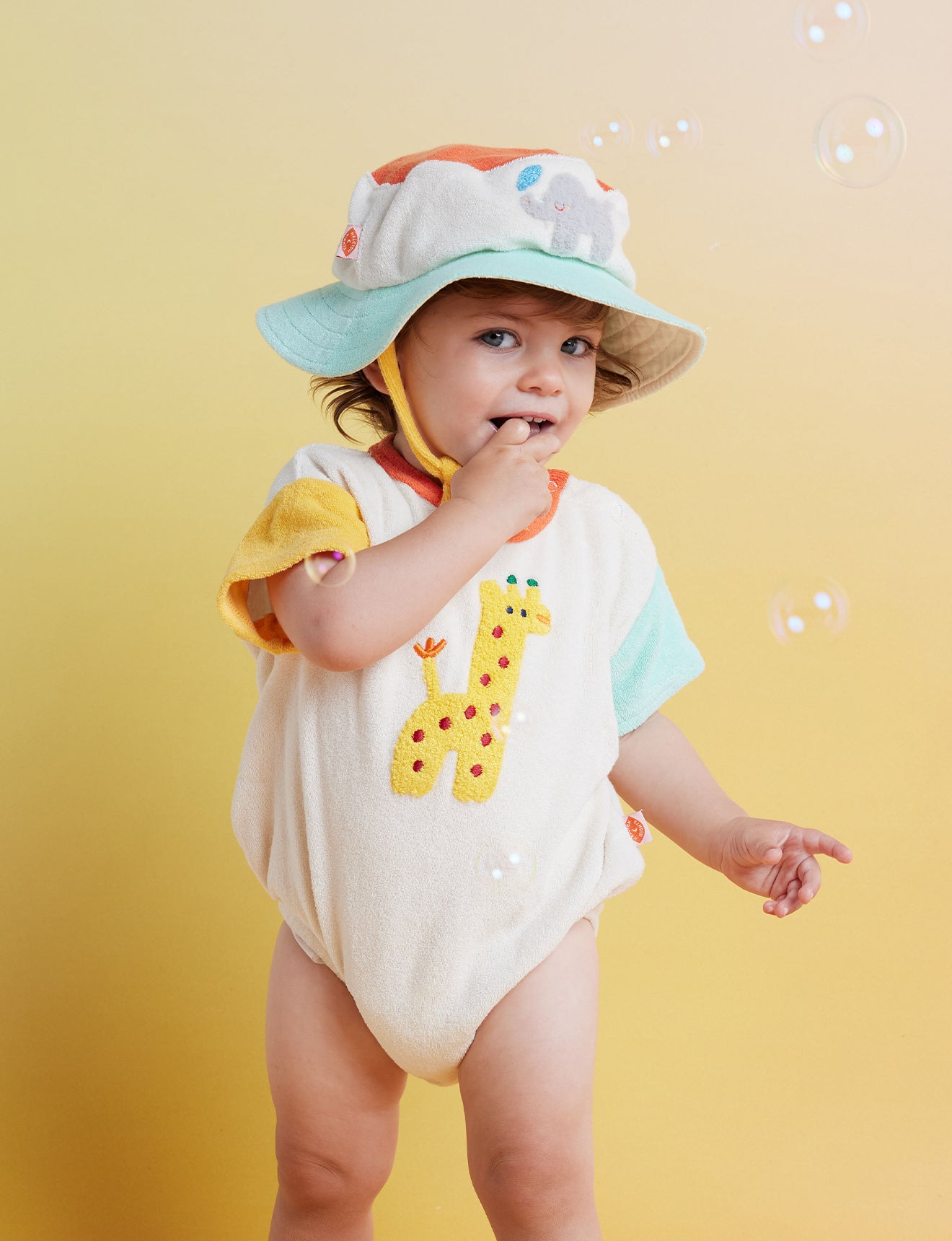 Terry Short Sleeve Bodysuit / Zoo Crew Cream