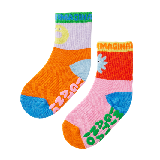 Imaginationation X Halcyon Nights Grip Socks Red Pink