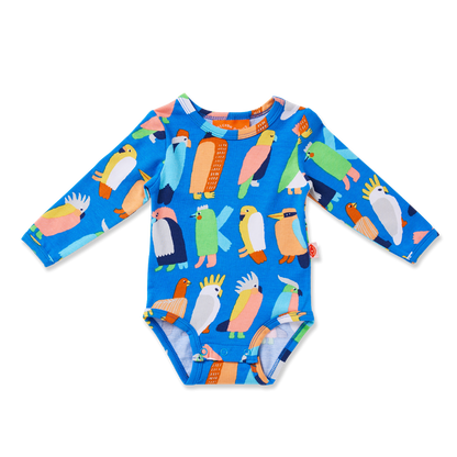 Flamin' Galah Blue Long Sleeve Bodysuit