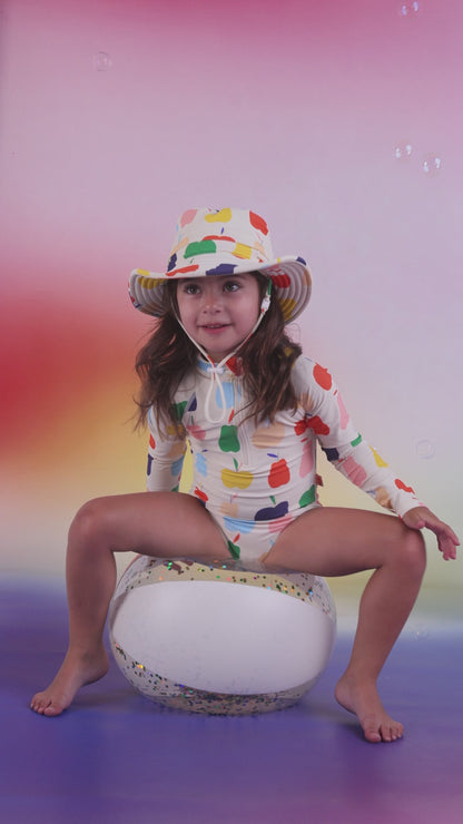 Long Sleeve Zip Bather / Tiny Orchard
