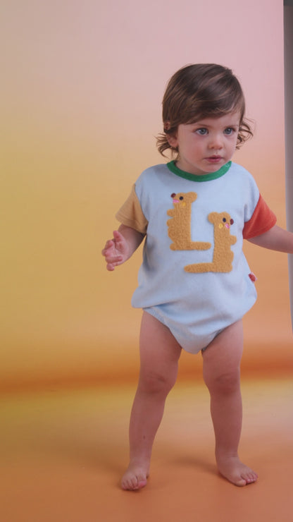Terry Short Sleeve Bodysuit / Zoo Crew Blue