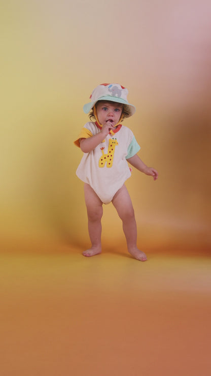 Terry Short Sleeve Bodysuit / Zoo Crew Cream