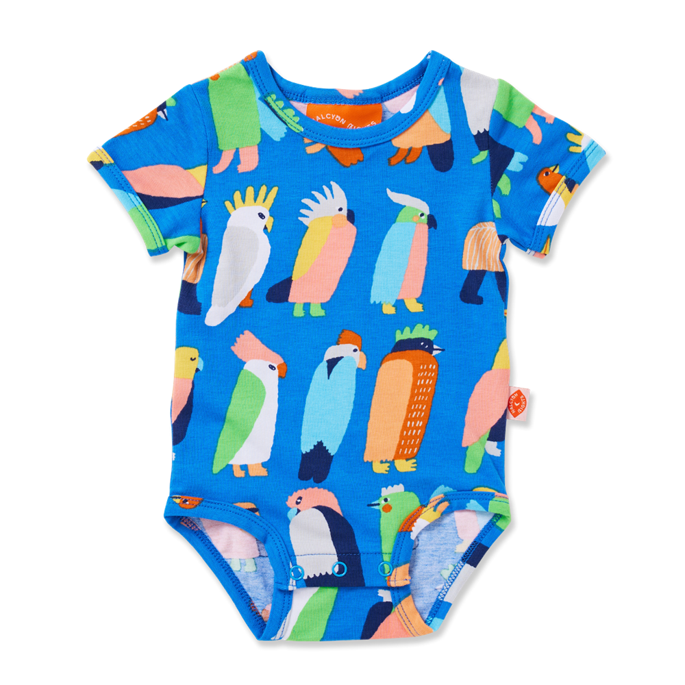 Flamin' Galah Blue Short Sleeve Bodysuit