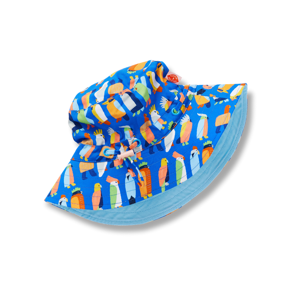 Flamin' Galahs Blue Kids Sun Hat