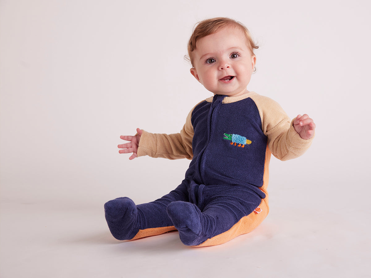 Crocodile Terry Long Sleeve Romper