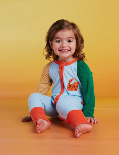 Terry Long Sleeve Romper / Zoo Crew Blue