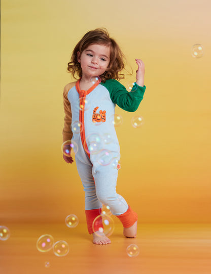 Terry Long Sleeve Romper / Zoo Crew Blue